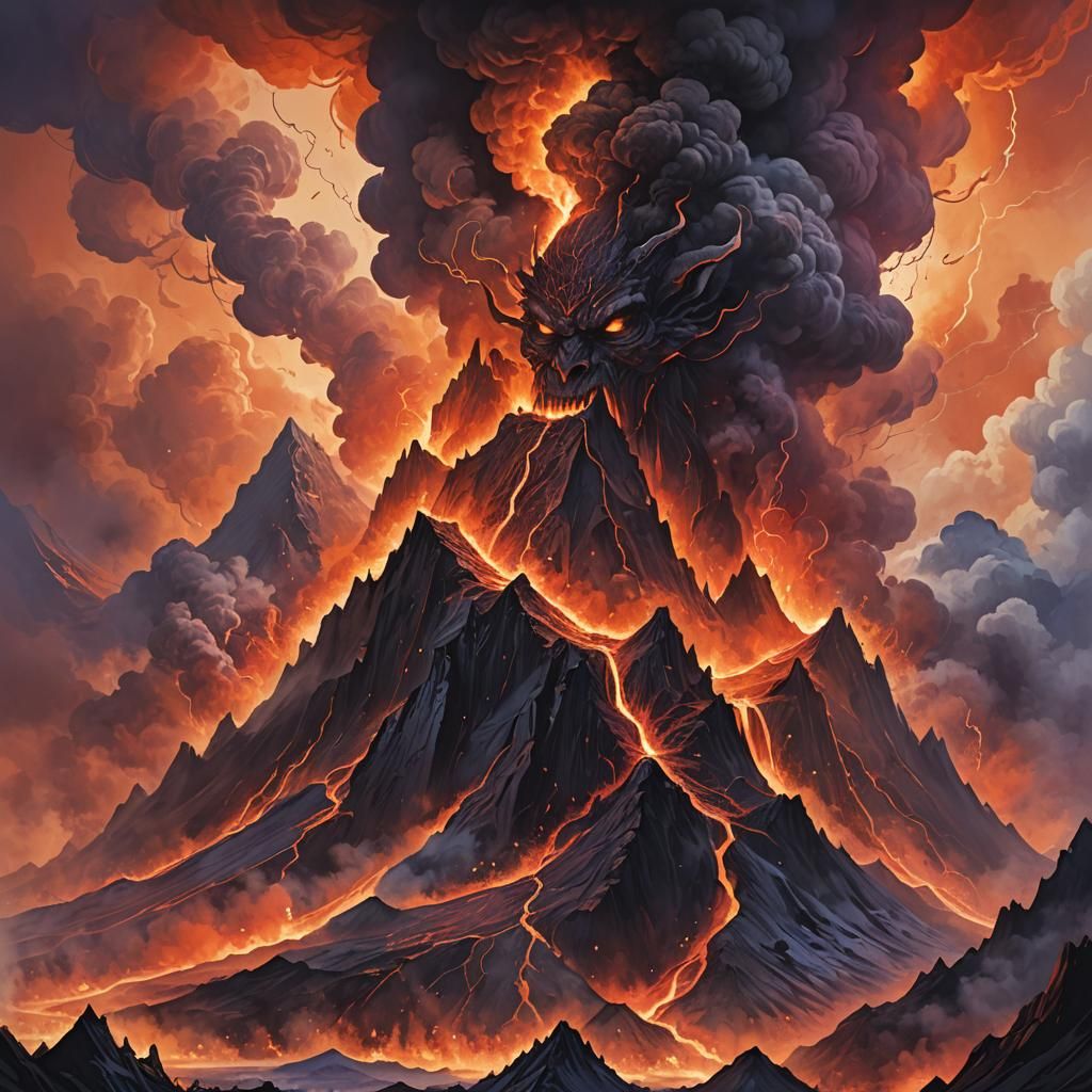 Epic Dark Fantasy: Satanic Shadow Over Volcano