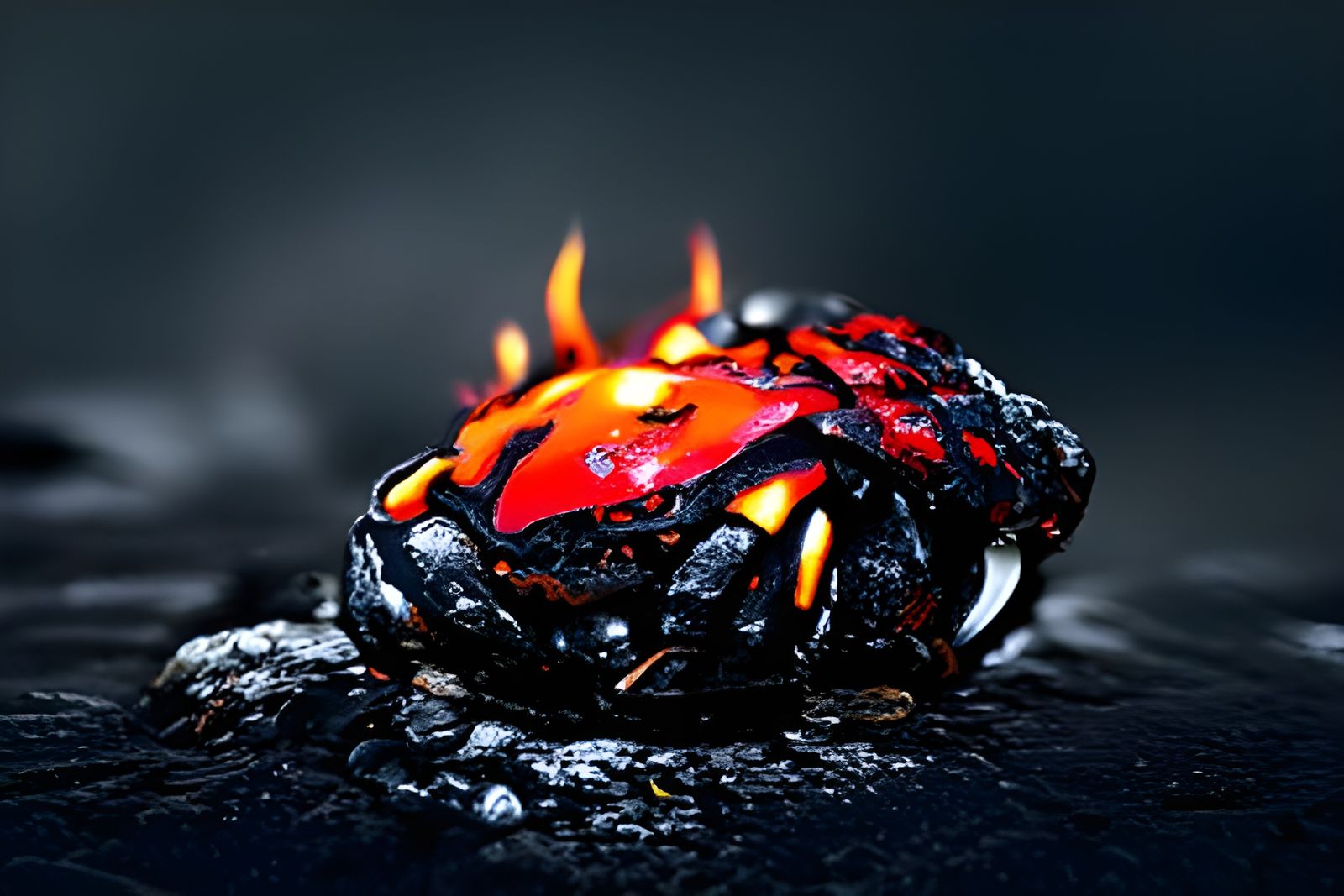 Fiery Lava Crab on Volcanic Rocks: 3D Render