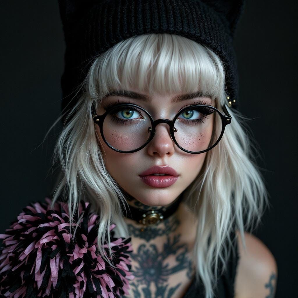 Goth-Punk Cheerleader with Steampunk Flair in Photorealistic...