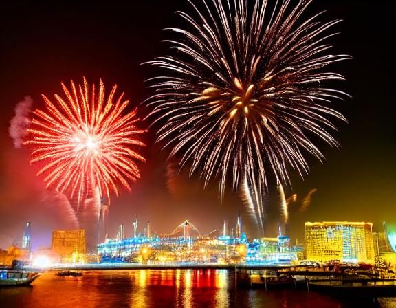 Spectacular Fireworks Display in Hyperrealistic Detail