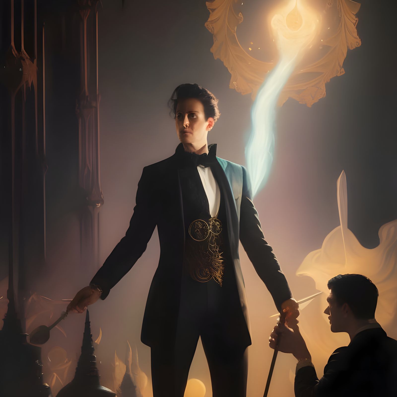 Magician Performing Arcane Ritual: Digital Concept Art