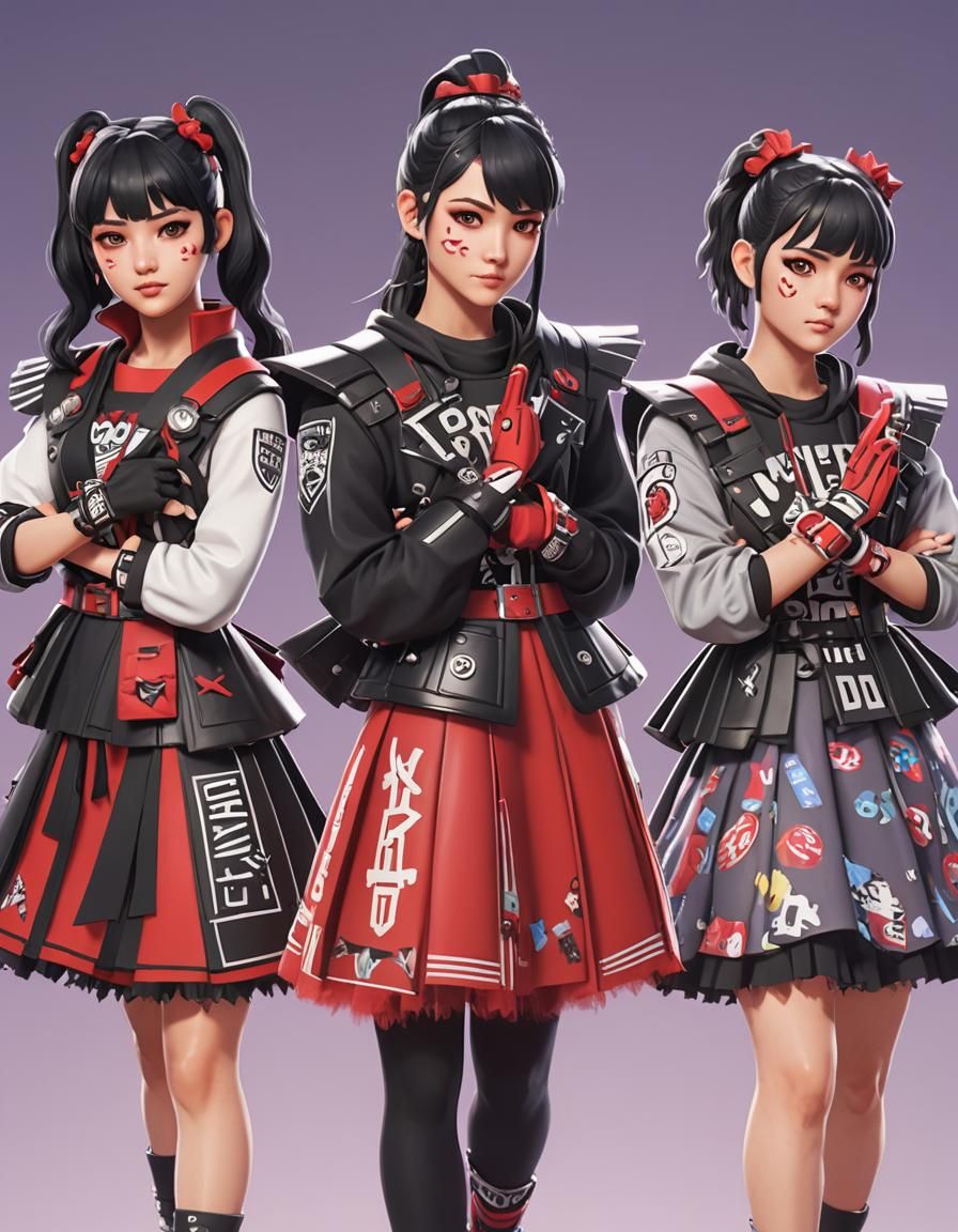 Babymetal Members as Fortnite Skins in 3D Art