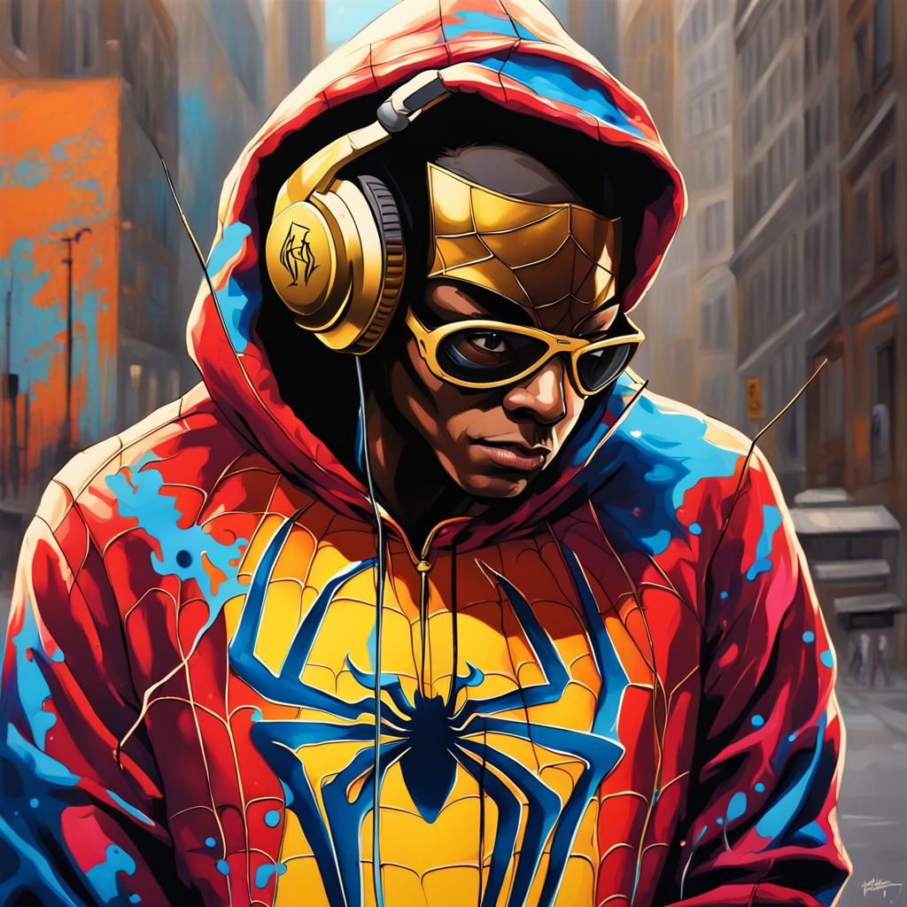 Miles Morales Spiderman in Graffiti Art Style