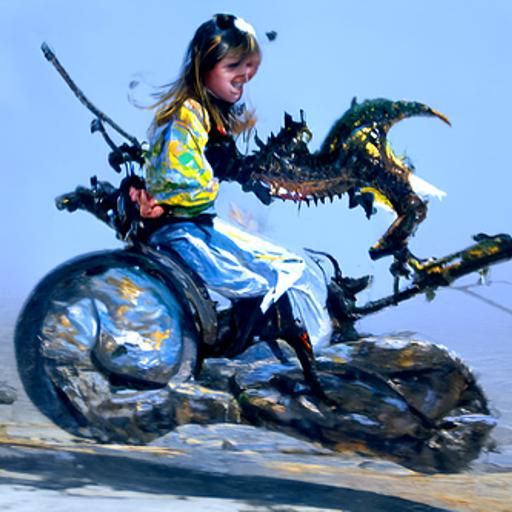 Girl Rides Dragon: Oil Painting in Gurney Style