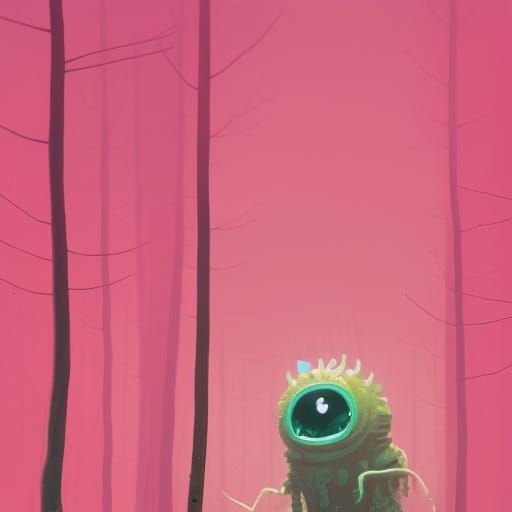 Hideous Slime Monster Portrait in Autumnal Forest