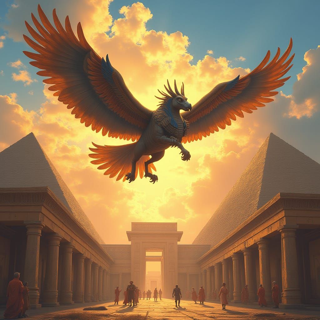 Horus Soaring Above Ancient Egyptian Temple