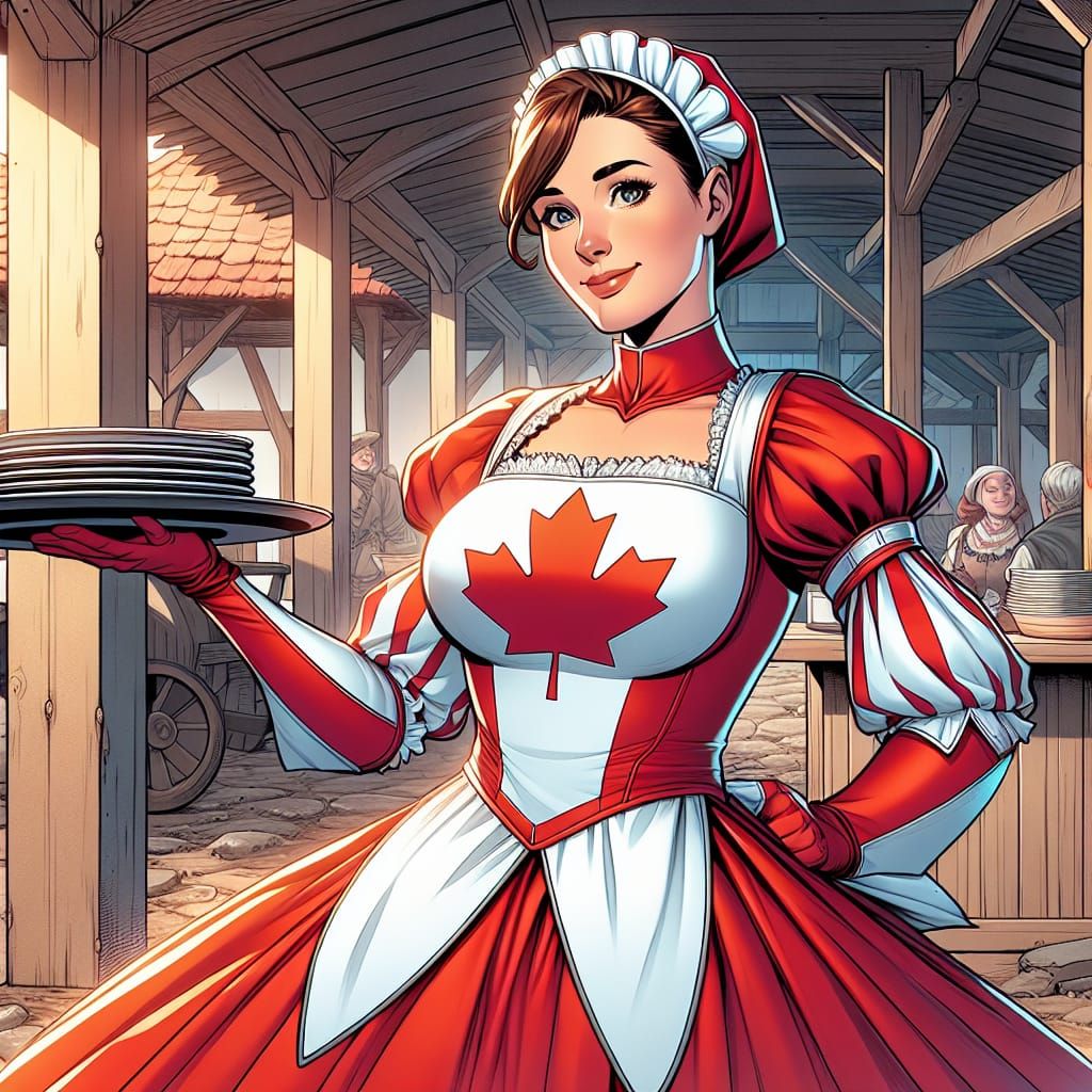 Canadian Superheroine Winnipeg Wench in Comic Book Style