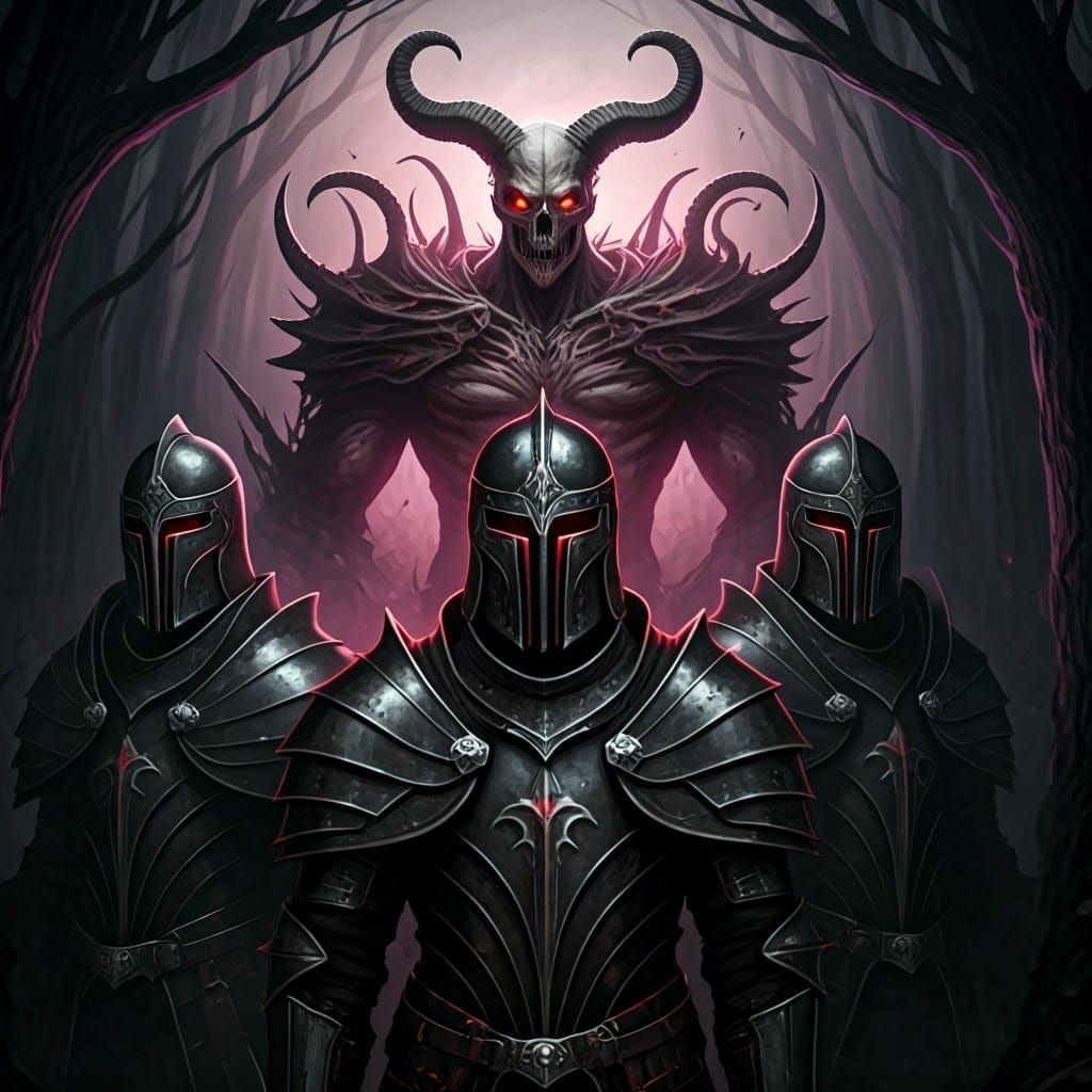 Armored Vampires in Dark Forest, Gothic Horror Style