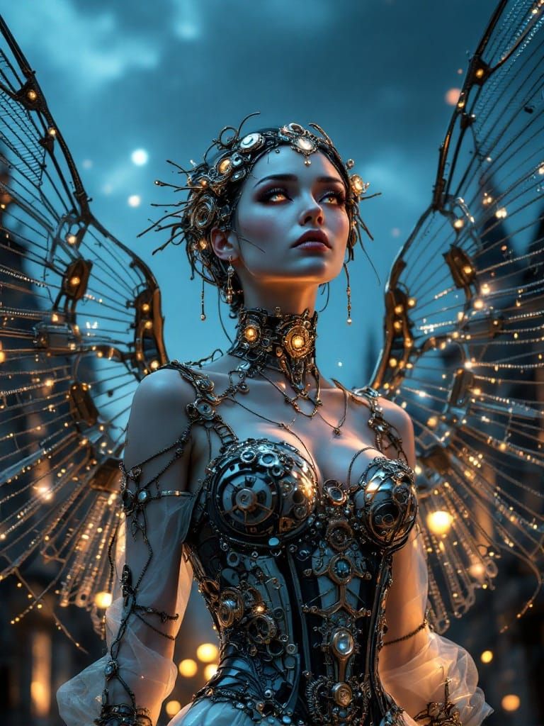 Steampunk Angel Portrait in Victorian London
