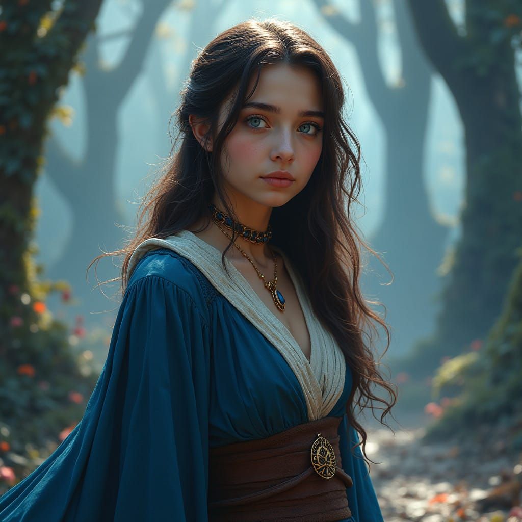 Ethereal Fantasy Woman in Mystic Realm