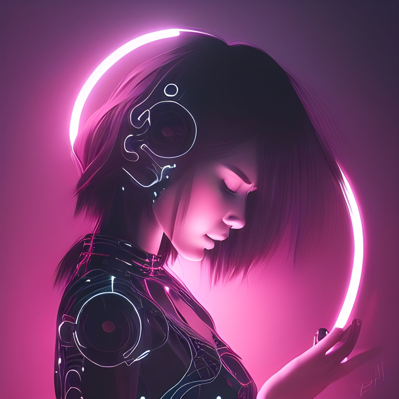 Neon Circuitry Highlights Vapor-Veiled Woman
