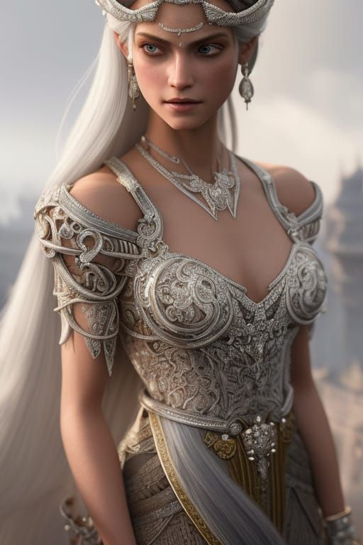 Hyperdetailed Princess Portrait in Diamond Dress