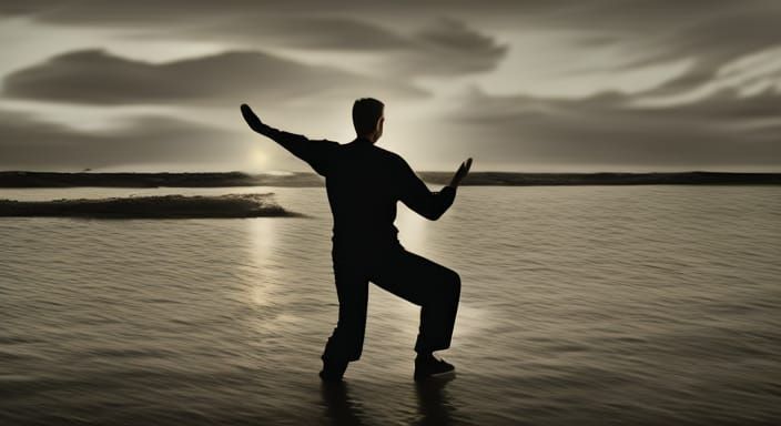Hyperrealistic Tai Chi Master on Serene Coast