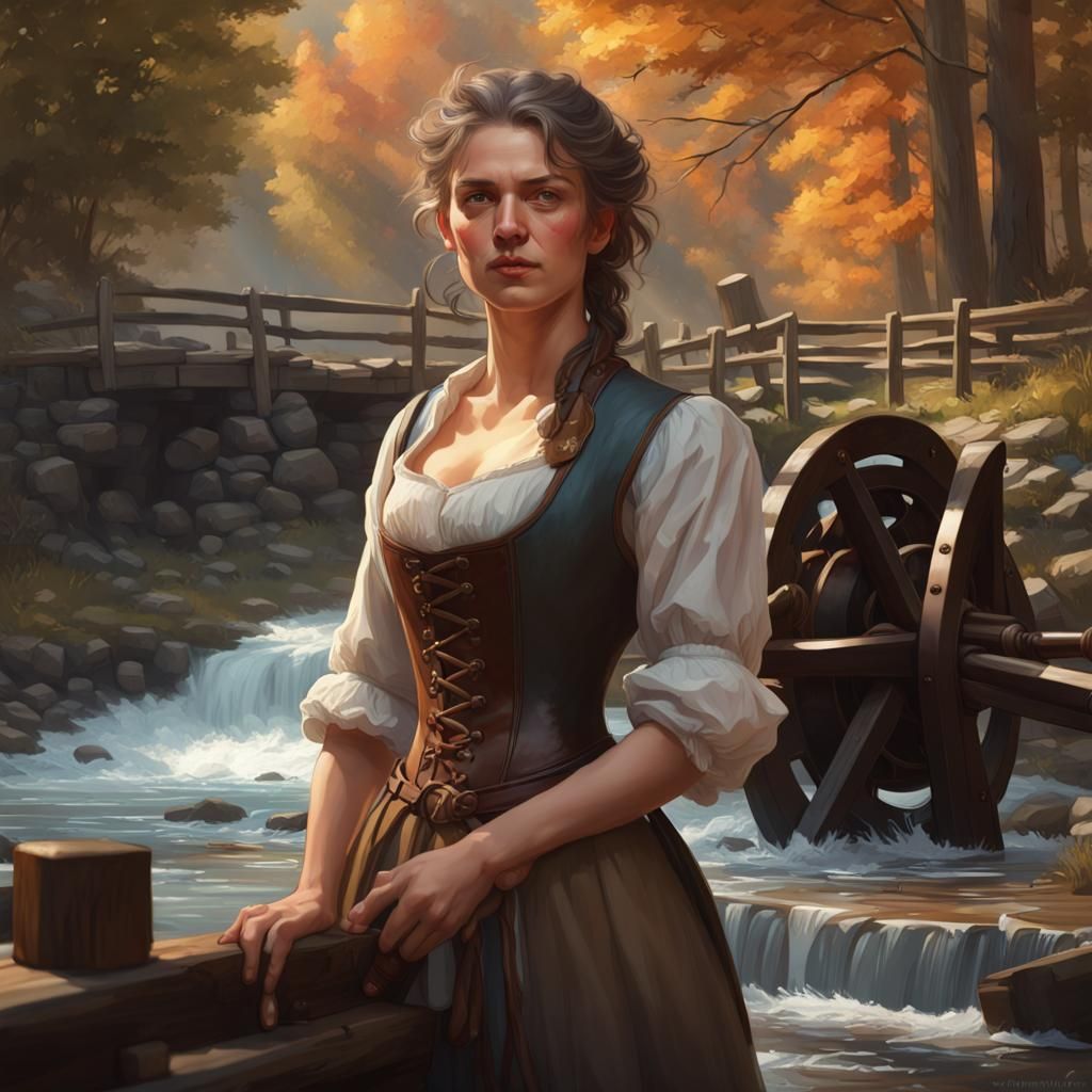 Miller at Grist Mill, Hyperdetailed Concept Art