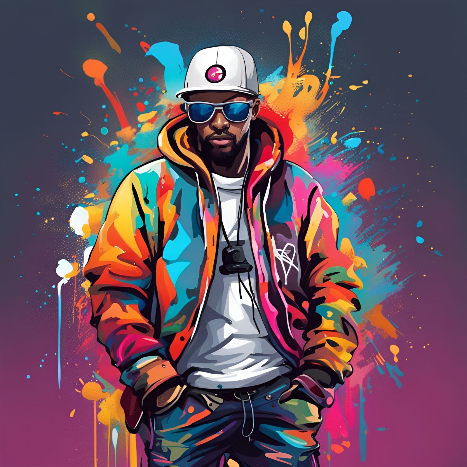 Dynamic Hip Hop Scene with Graffiti Art