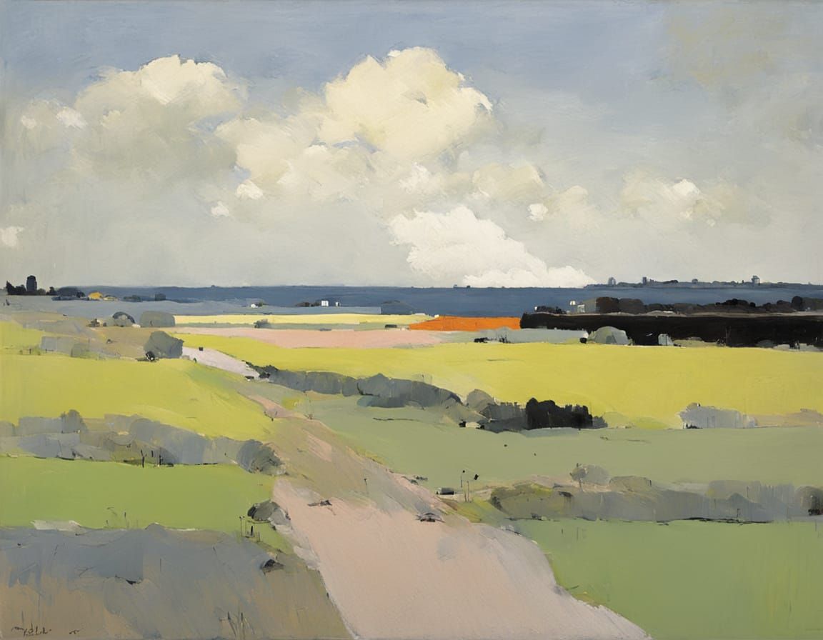Vibrant Pastel Landscape Inspired by Nicolas de Staël