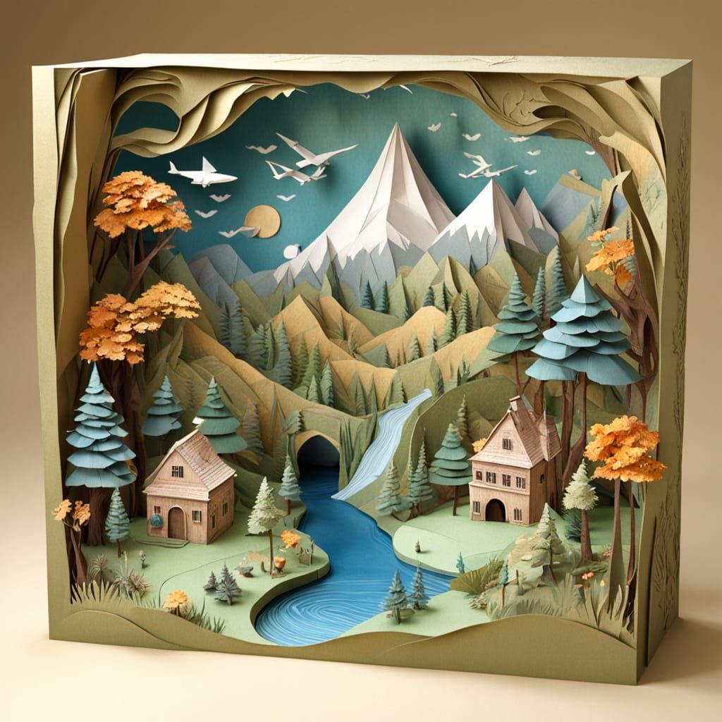 Paper Worlds: Intricate Folded Paper Landscape