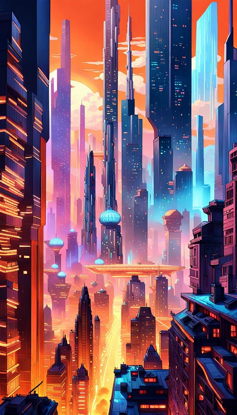 Futuristic Metaverse City Concept Art