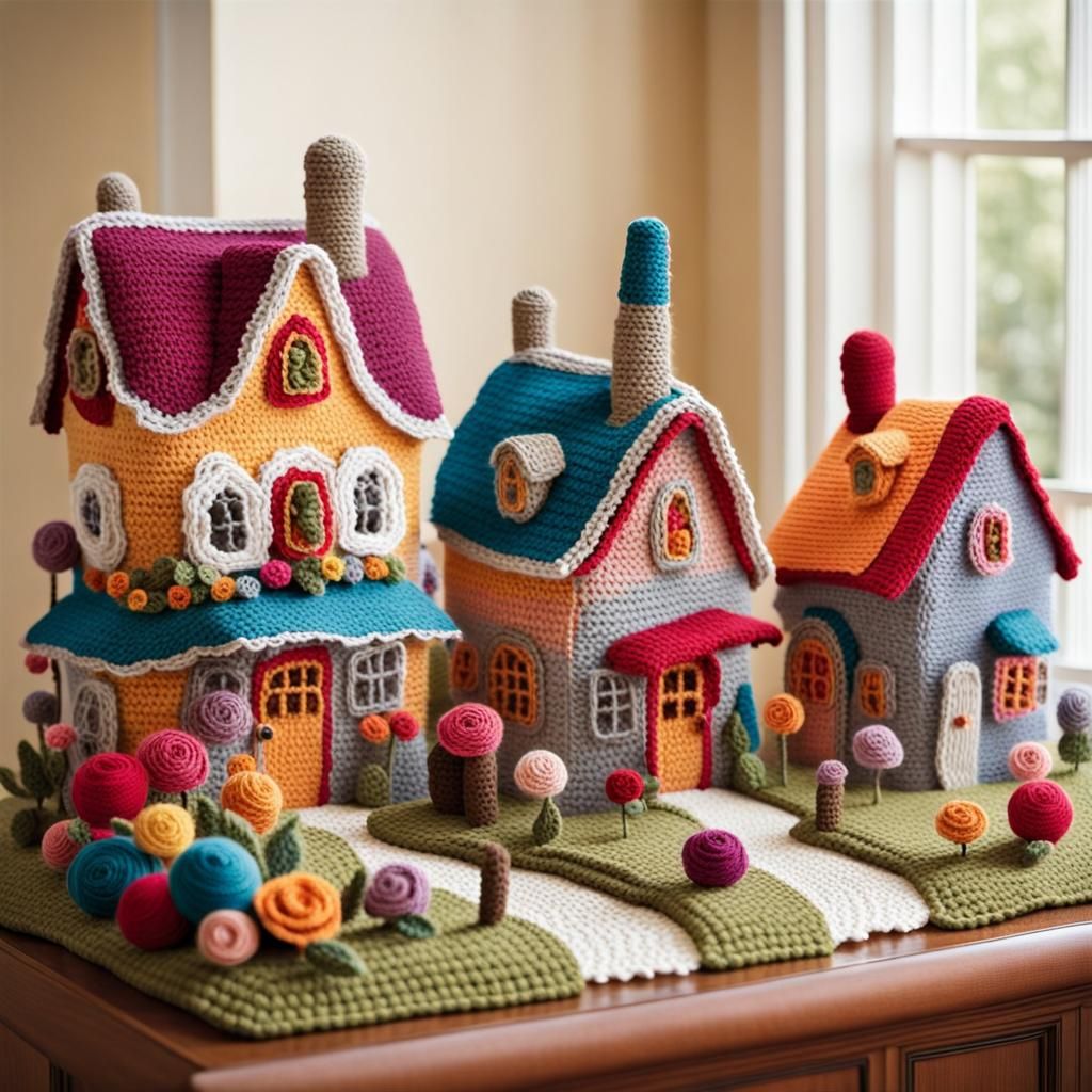 Charming Crochet Town: A Whimsical Yarnscape