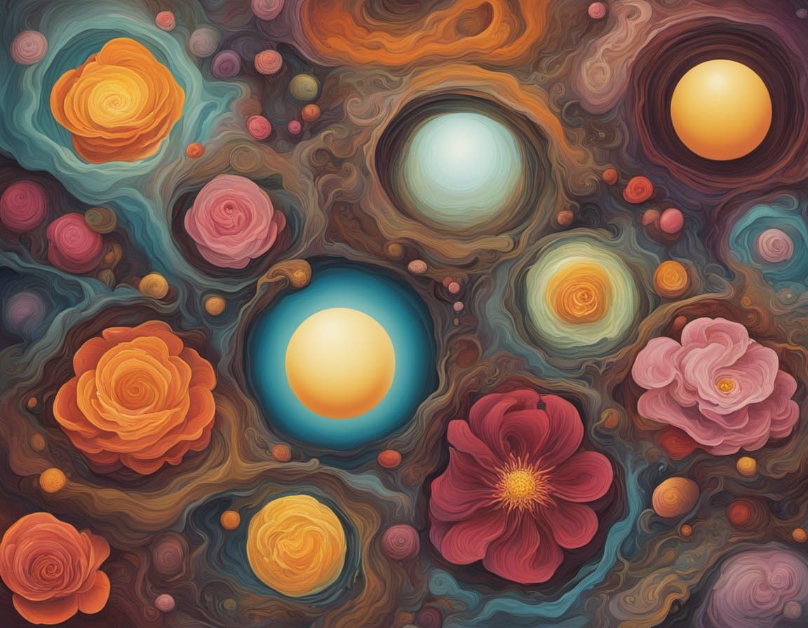 Surreal Abstract Painting with Ethereal Triadic Colors