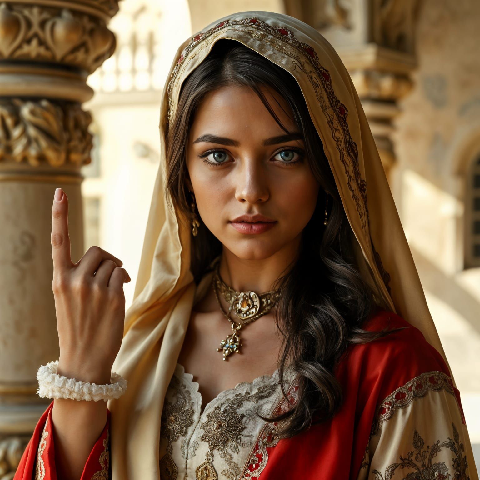 Regal Beauty in Arabic Victorian Attire