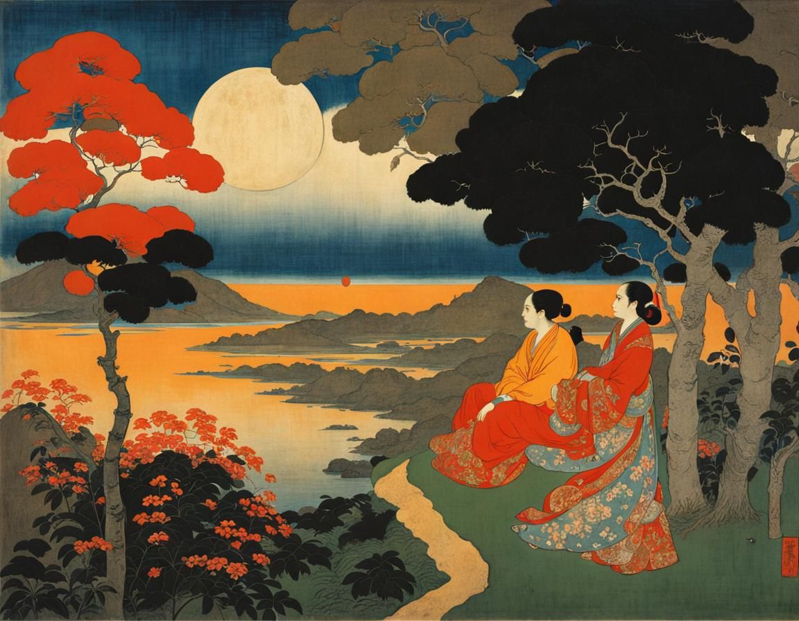 Tagore and Kuniyoshi Inspired Fusion Art