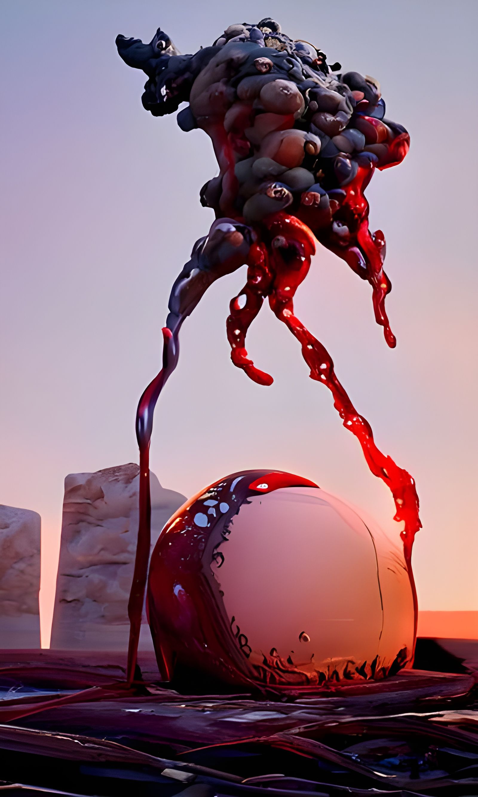 Bloody Cartoon Hellscape Creature by Salvador Dali