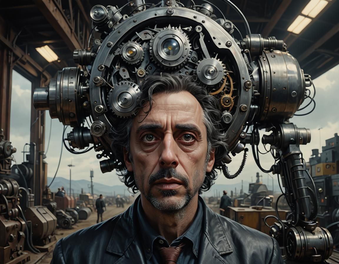 Surreal Machines in Hyperrealistic 3D Portrait