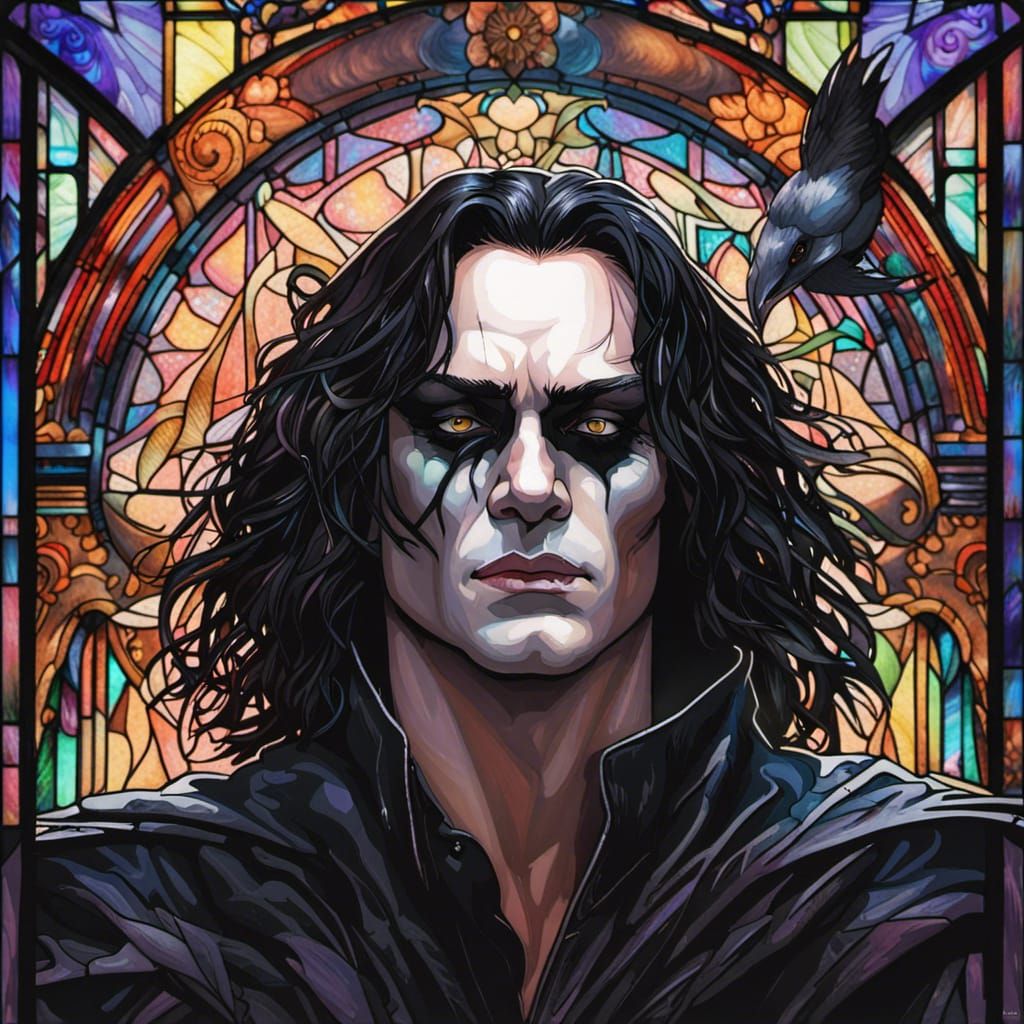 Stained Glass Portrait Inspired by The Crow