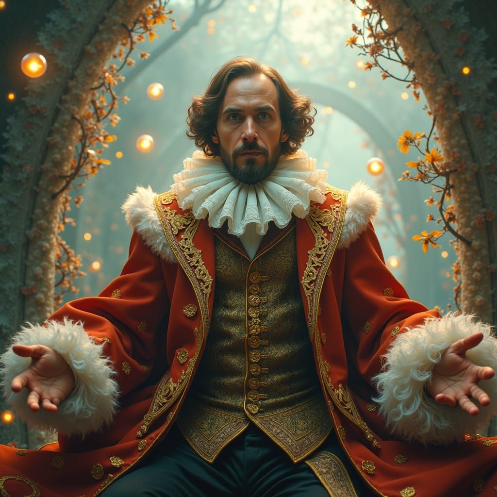 Victorian Shakespeare in Dreamlike Realm, Fantasy Concept Ar...