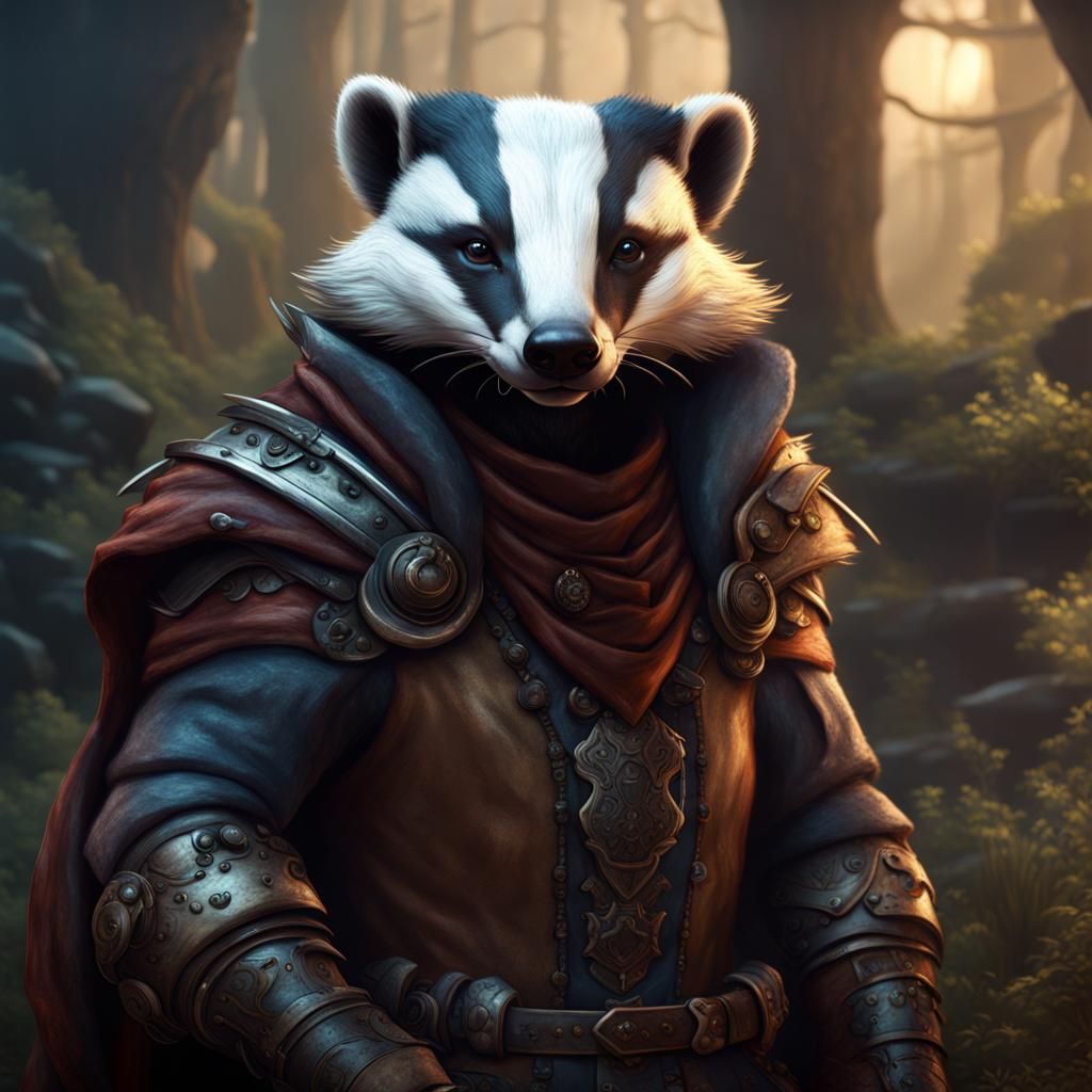 Anthro Badger in Detailed Matte Painting Style