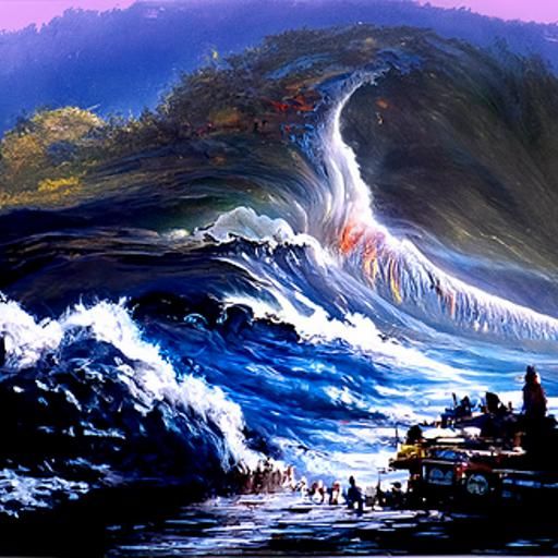 Tsunami Dreamscape: An Oil Painting