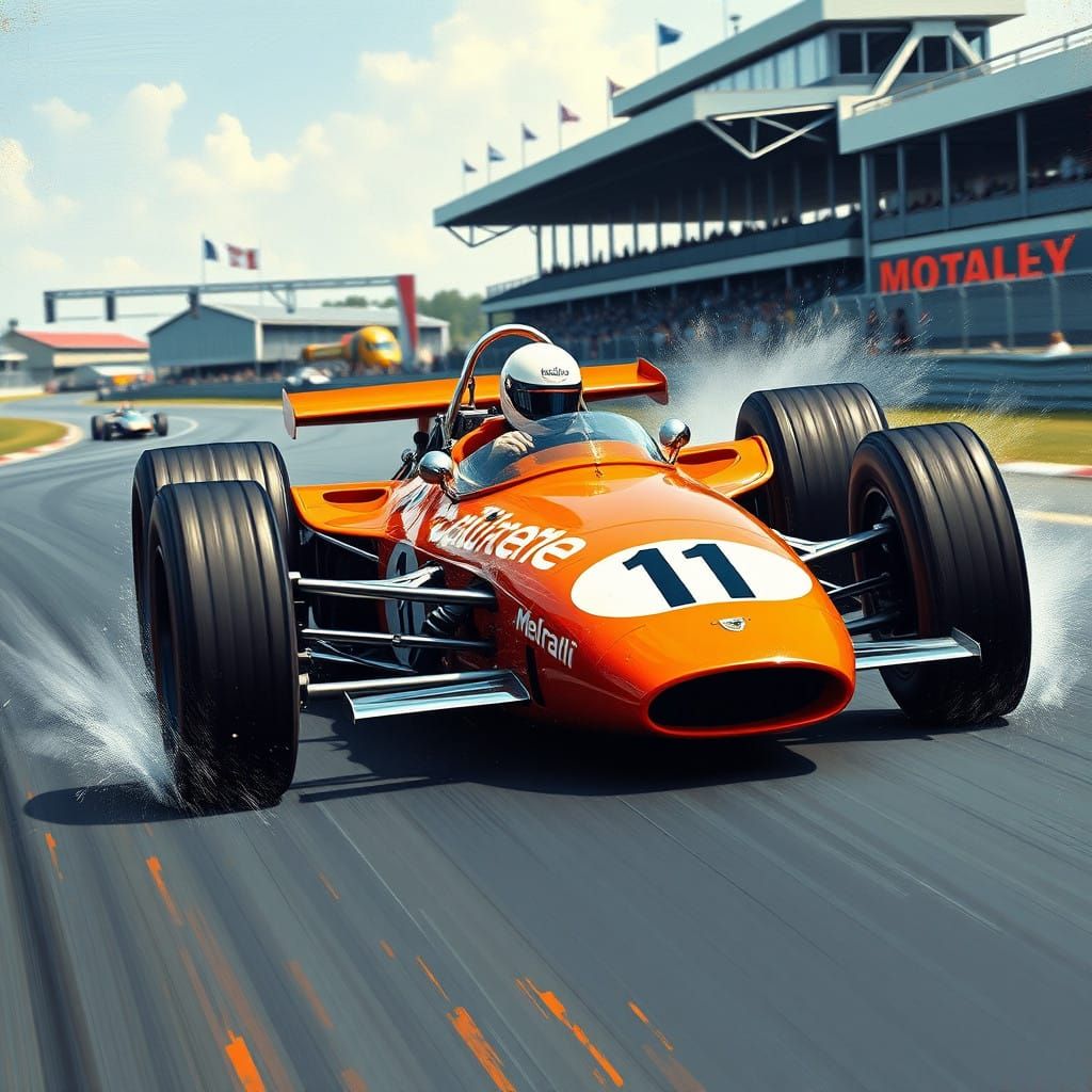 Vintage McLaren F1 Race Car in Oil Painting Style