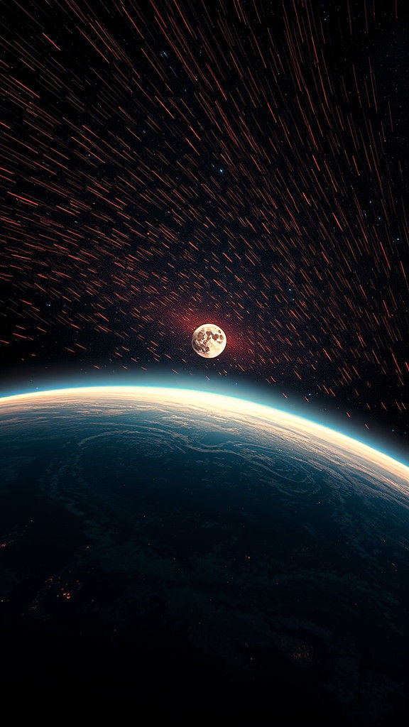 Meteor Shower Seen From Space, Sci-Fi Art