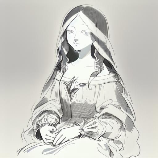 Simple Minimalist Art Line Drawing - Mona Lisa