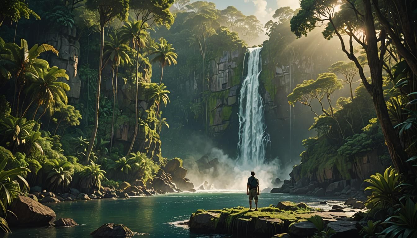 Tropical Coastline in Waterhouse-Inspired Photorealism