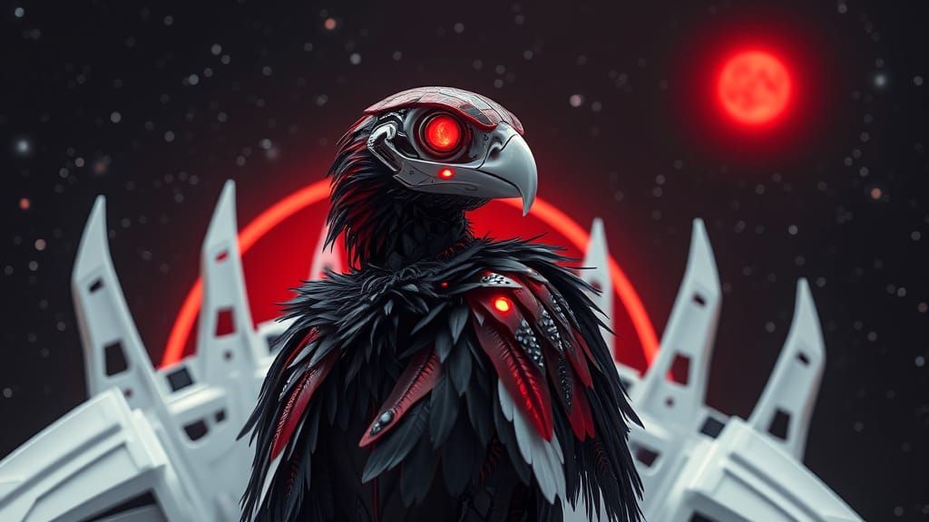 Robotic Falcon Portrait in Cyberpunk Style