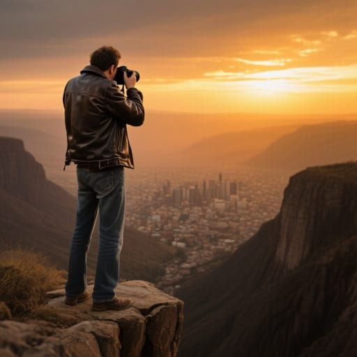 Photographer Captures Sunset at Rocky Cliff Edge