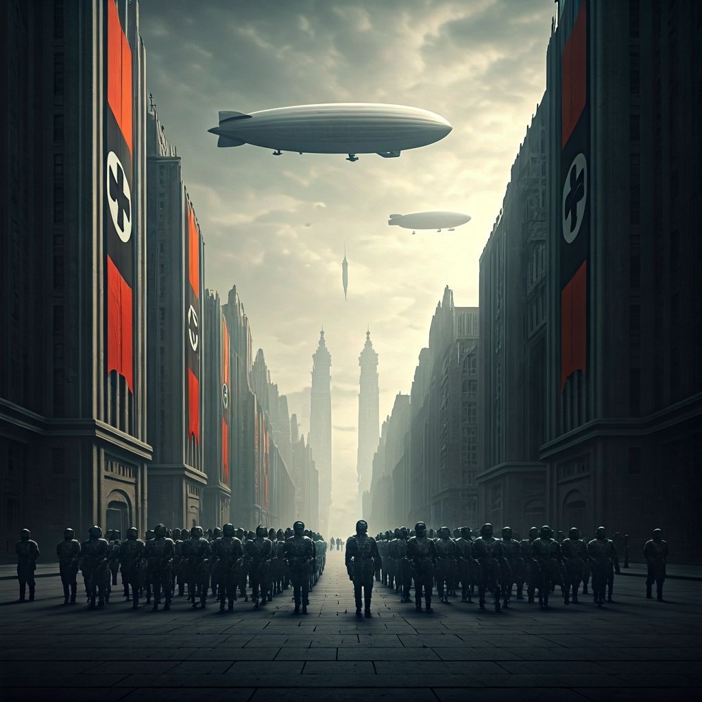 Dystopian Cityscape: Alternate History in a Brutalist Style