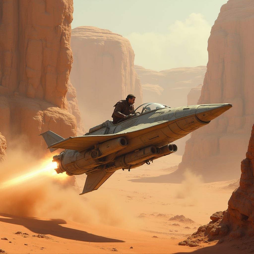Star Wars Blockade Runner Evades Desert Canyon City