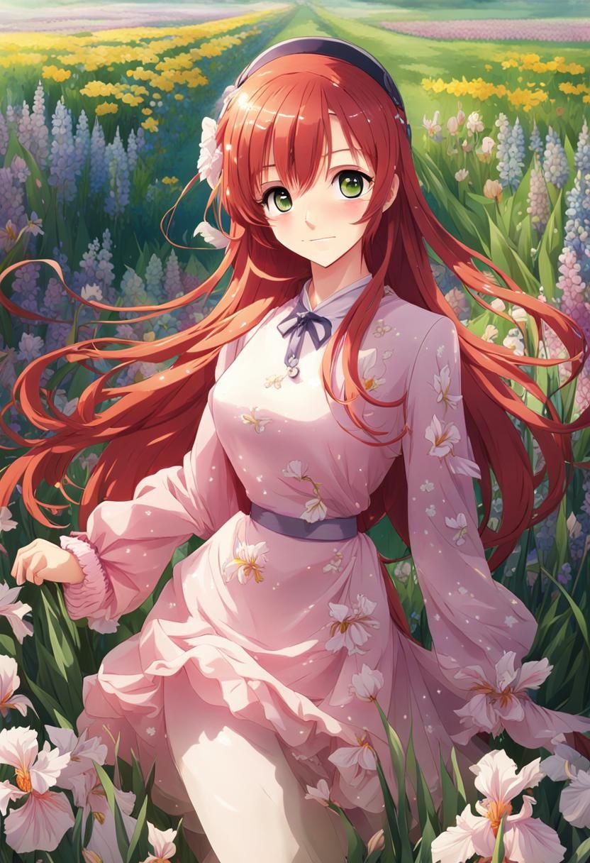 Anime Girl in Flower Field, Manga Key Visual