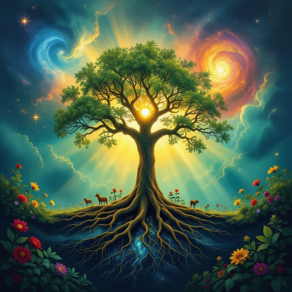 Cosmic Tree of Life Nebula Illustration