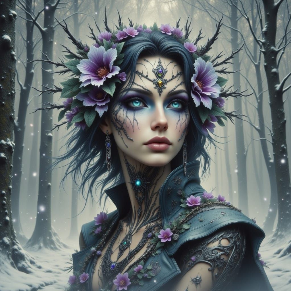 Winter Storm Witch with Pale Blue Eyes