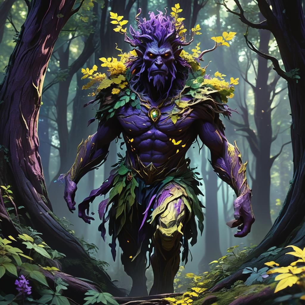 Forest Elemental in Human Form, Dark Fantasy Art
