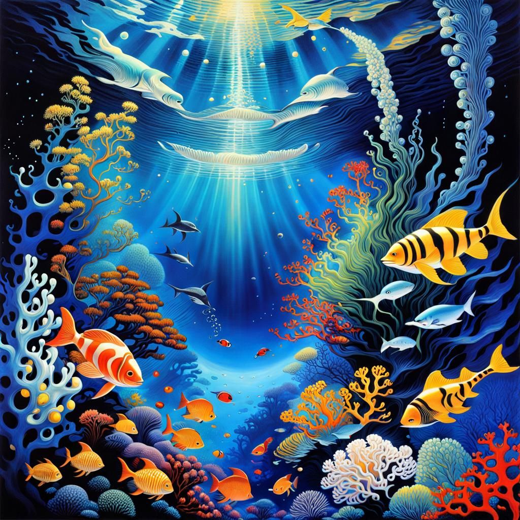 Mysterious Bioluminescent Sea Creatures in Quantum Depths