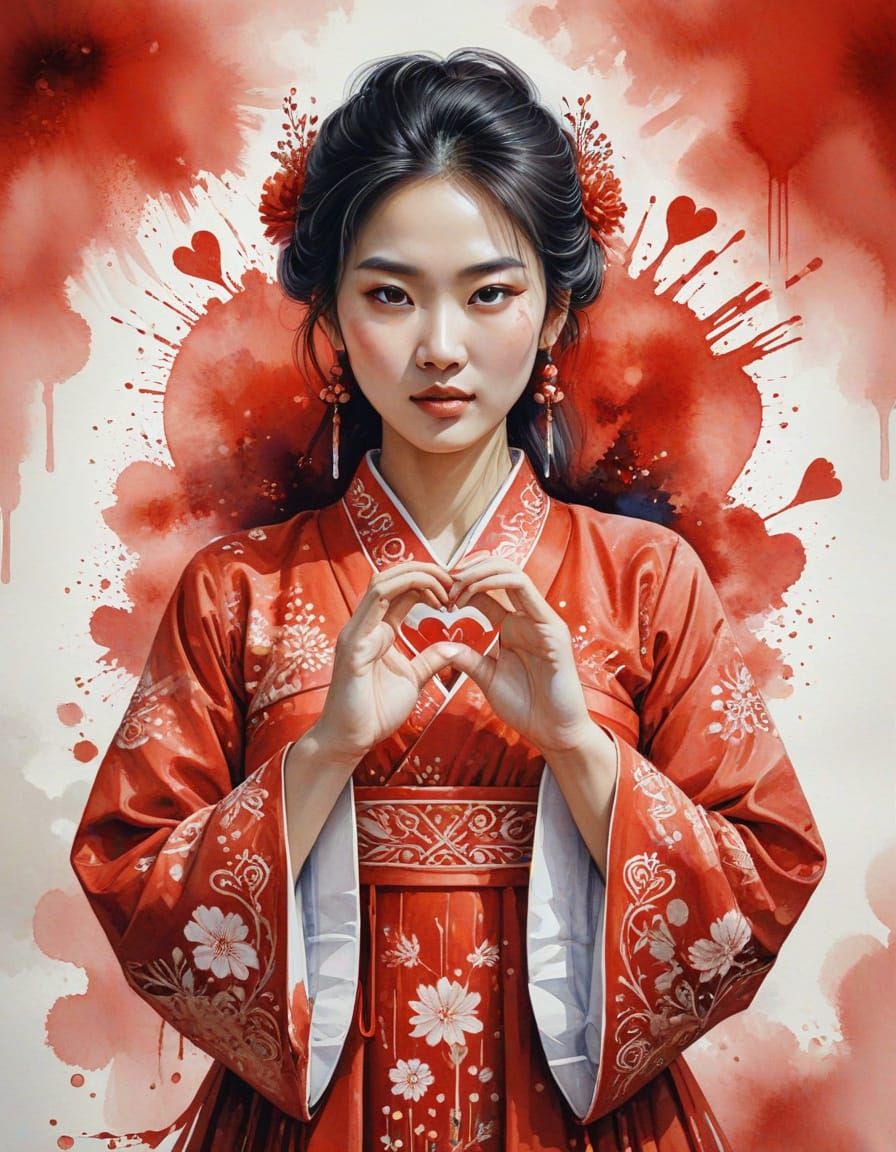 Ethereal Korean Beauty in Vibrant Traditional Attire