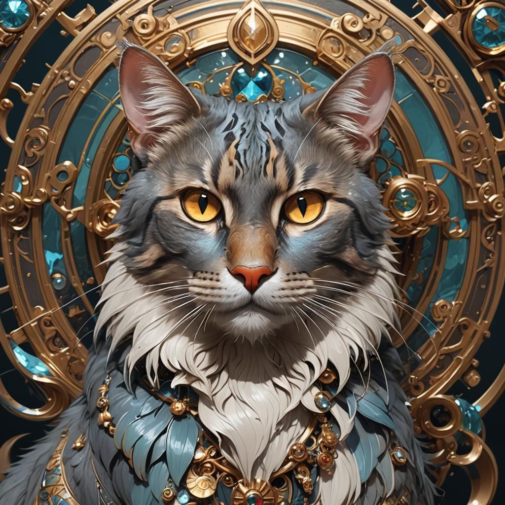 Hyperdetailed Portrait of a Monkey-Cat Hybrid in Digital Art