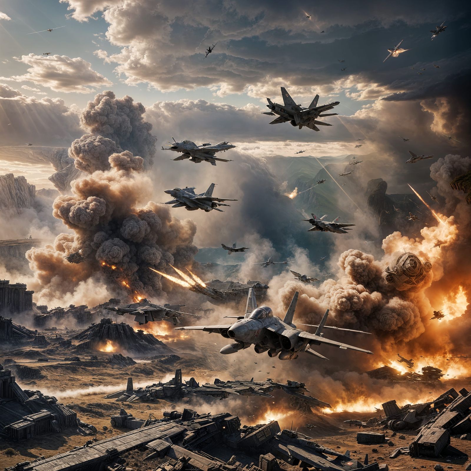 Epic Battlefield Scene with VF-1 Valkyries