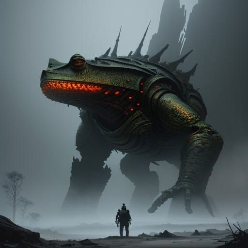 Mystical Frog Warrior in Ancient Realm