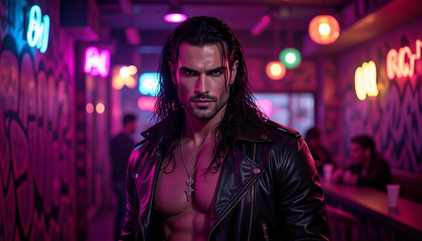 Muscular Vampire in Vibrant Gay Dance Club